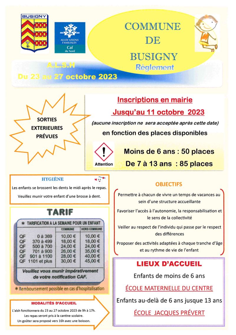 CENTRE DE LOISIRS - OCTOBRE 2023